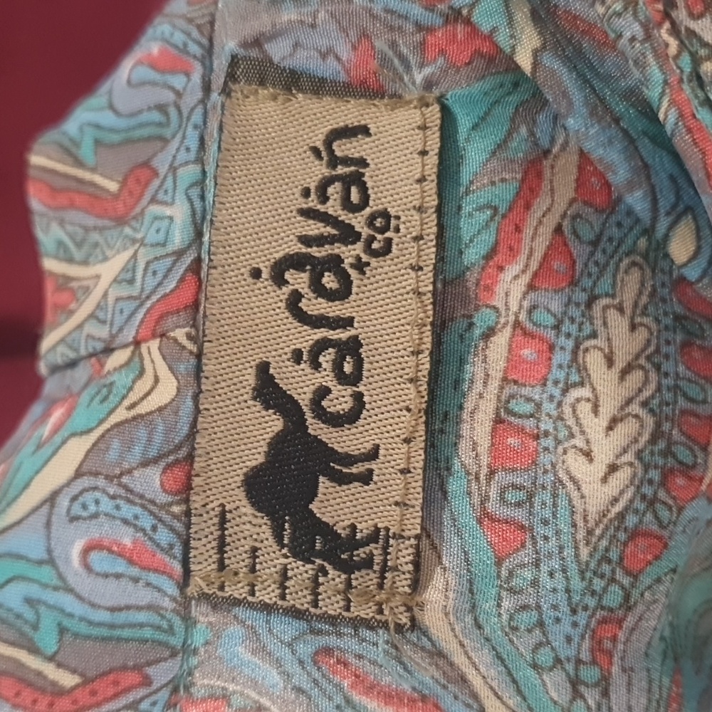 Caravan Co Size 12 approx Blue Floral Silk Blend Boho Dress - Picture 7 of 8